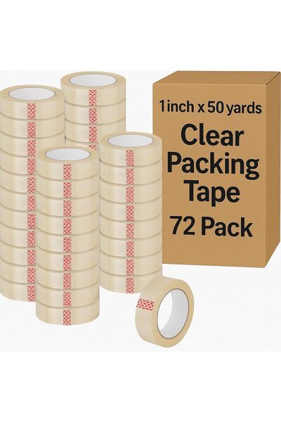 MARKQ [عبوة من 72] شريط تغليف شفاف 1 بوصة × 50 ياردة - شريط تغليف شديد التحمل...