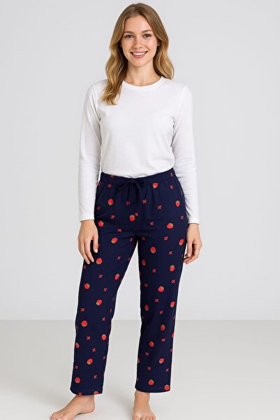 Pemilo Kadın Desenli Süet Tek Alt LACİVERT