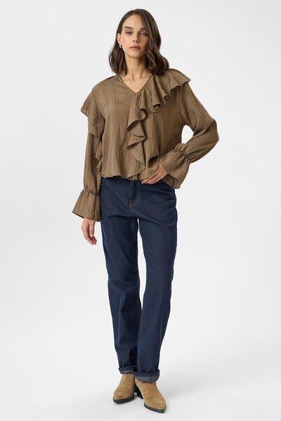 TIFFANY&TOMATO Volanlı Çizgili Bluz