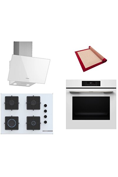 Bosch Beyaz 3 lü Ankastre Set (HJG852YW0T-POP7C2P30O-DWK63PJ20T) 3D Fry - Piş...