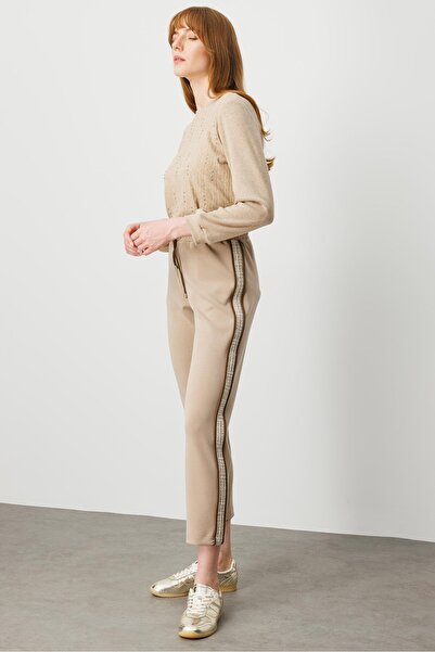 Moda İlgi Modailgi Buy Elastic Tie-Up Knitted Trousers with Side Bands and Piping Detail - 15050 Vizo