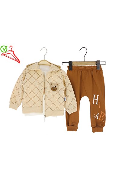 Atabay Kids طقم أطفال للأولاد من أتاباي 302-10-25 مكون من 3 قطع مع شعار الدب ...