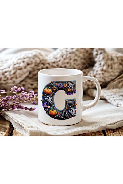 Beramussa كوب بمفهوم الهالوين بحرف C - هدية الهالوين - شبكة عنكبوت شبحية على ...