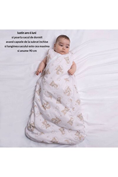 Kidizi Adjustable Cotton Sleeping Bag for Babies 0-24 Months, Sleepy Teddy, 1 tog