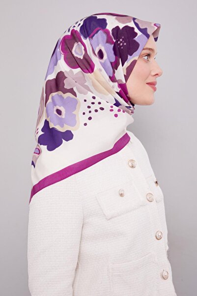 Levidor Purple Abstract Floral Pattern Aura Scarf