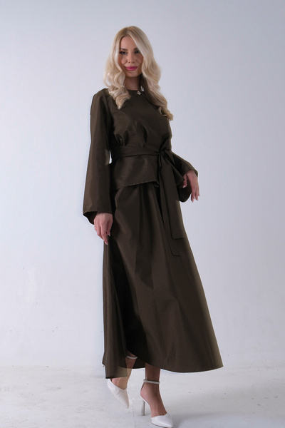 Feminist Önü Tek Düğmeli Kuşaklı Etek Ceket Haki 31040701