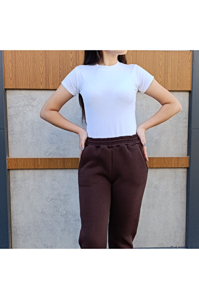 siyalife Φούτερ με ψηλόμεσο ελαστικό πόδι, 3 κλωστές και τσέπες με ανάγλυφο