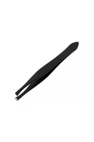 OEM Penseta Gene Neagra din Inox Varf Oblic 9cm