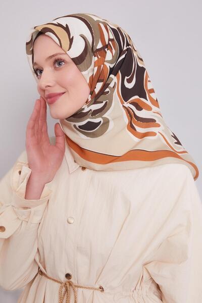 Levidor Μπεζ Φουλάρι Αύρα με λουλουδάτο κλαδί