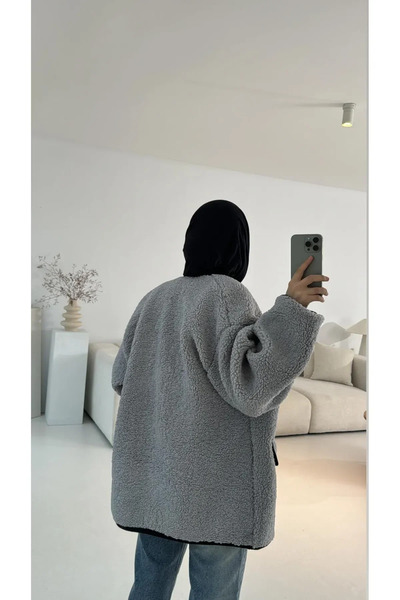 My Blog Gray Stripe Detailed Wrinkled Jacket - 7397