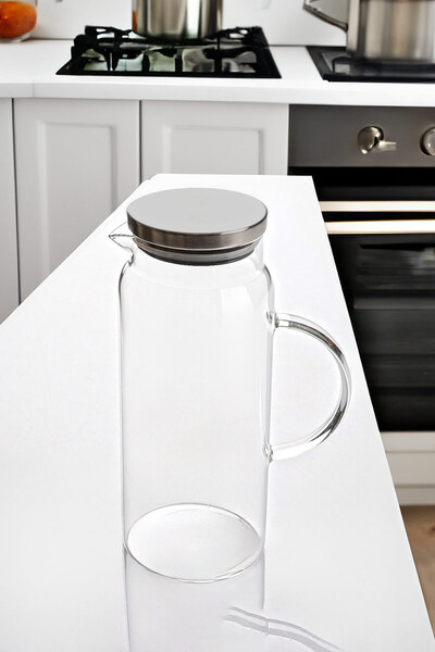 Porselen Diyarı Mia Krom Kapaklı Isıya Dayanıklı Borosilikat Süzgeçli Cam Sür...