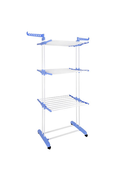 Tim Uscator de rufe Tim, Rezistență 50 kg,Vertical,Pliabil si Mobil,Compact,cu 3 Niveluri de Uscare,alb