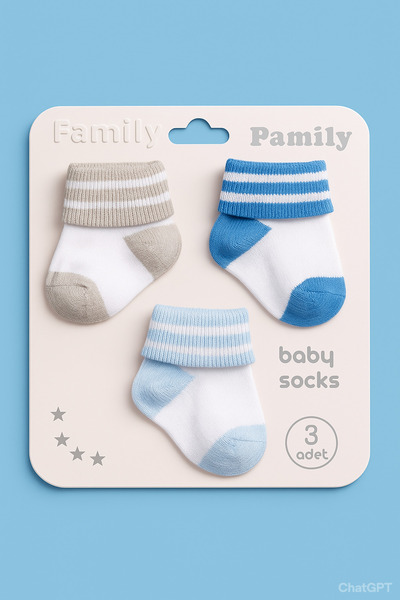 baby socks 3 Çift Renkli Erkek Bebek Çorabı 0-6 Ay