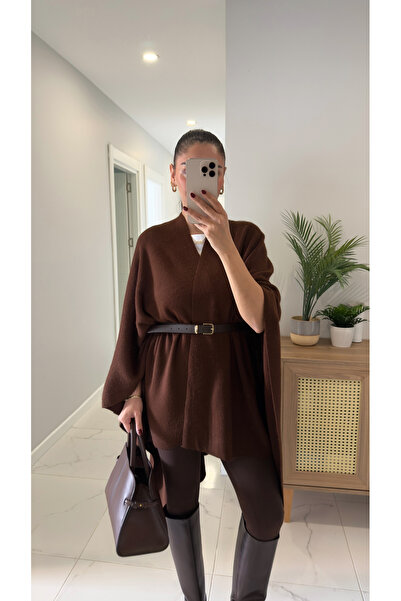 BİRCANÇİL Πλεκτό πανσό με καφέ ζώνη Manas