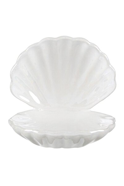 OEM Iridescent White Ceramic Shell Jewelry Organizer Box 11x9x11cm