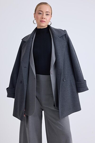 Vitrin Κοντό κασμίρ παλτό με κουμπιά μπροστά