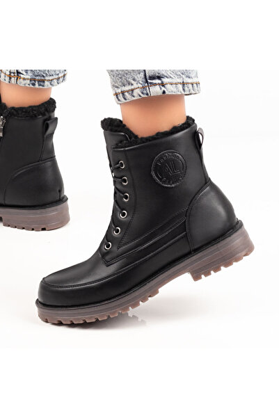 BMoD Ghete negre de damă cu șireturi și fermoar MOD06845