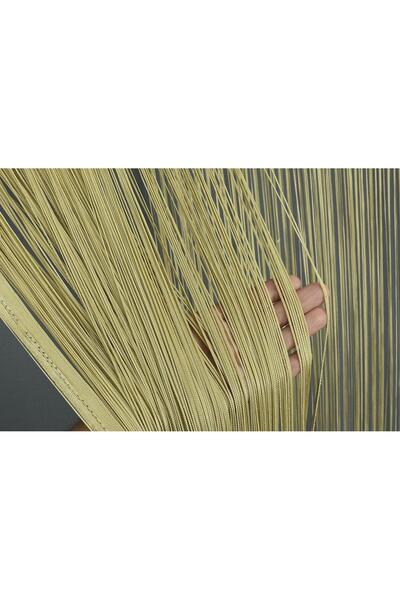 AKÇA TEKSTİL Thread Chain Gold Color Ready-Made Buttons Sewn Thread Curtain Width 180 cm Length 280 cm