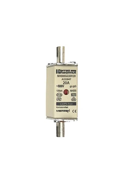 mersen NH000GG50V20 Siguranță NH 20A 500VAC gG Indicator dublu – Pachet de 9 ...