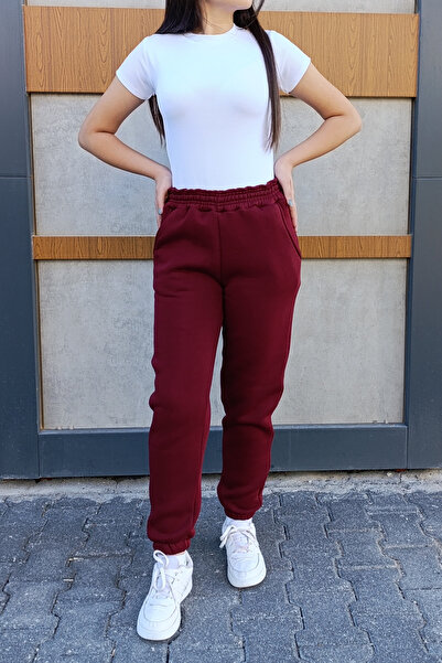 siyalife Φούτερ με ψηλόμεσο ελαστικό πόδι, 3 κλωστές και τσέπες με ανάγλυφο