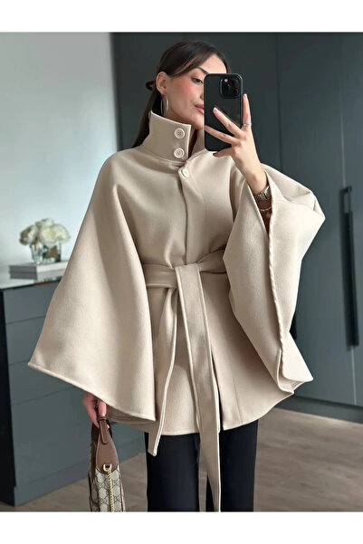 My Blog Παντζόνι με κρεμ κουμπιά και καστανόχρωμη ζώνη - 2055