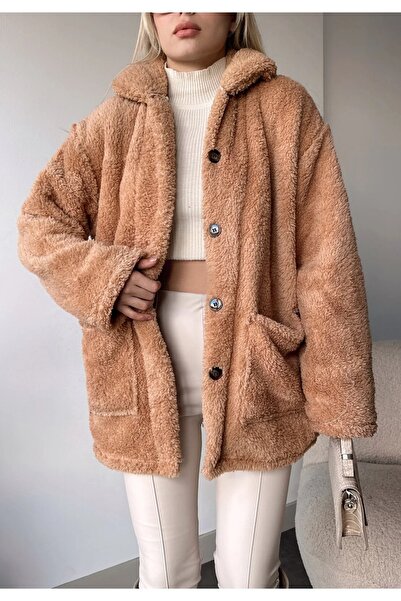 MILANOFOX Women's Double Pocket Full Button Oversize Plush Jacket