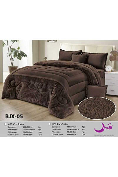 Moon 6-piece plain fur winter double quilt