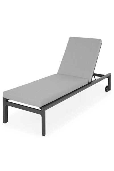 Maison Mex Garden/terrace sun lounger, TRENTINO, L.201.5 l.66 H.95/35.5 cm, black/grey