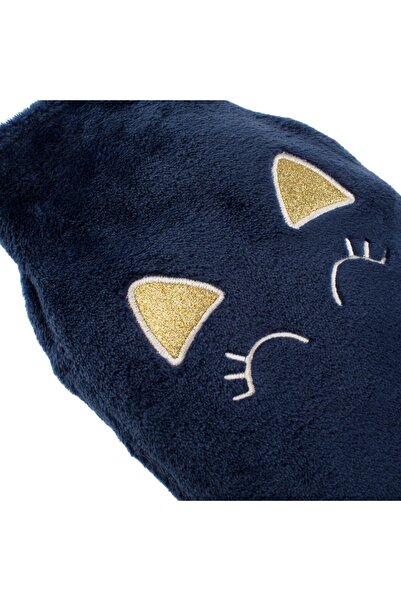 OEM Blue Faux Fur Cat Cover with Gold Glitter for 1L Hot Water Bottle
