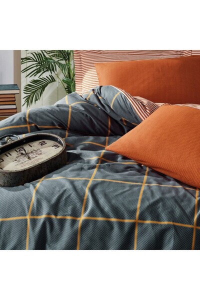 Cotton Box Single bed linen, 100% cotton ranforce, Cotton Box, Stark Cinnamon plaid