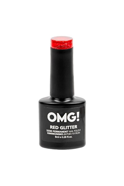 OEM Semi-permanent Red Nail Polish with Glitter - 8ml