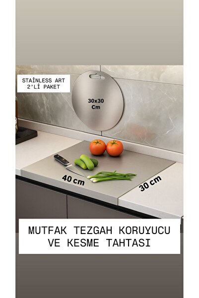 Stainless Art Stainless Steel Set of 2 Counter Protector 30X40 cm and Cutting...