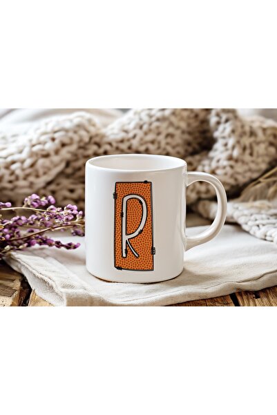 Beramussa كوب بتصميم كرة السلة بحرف R، هدية مع حروف لمحبي كرة السلة، كوب قهوة