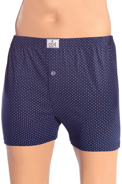 Öts Erkek Boxer Desenli, Düğmeli (%100 Pamuk)