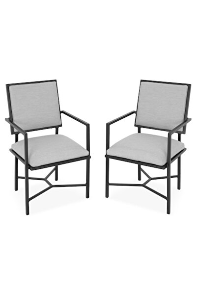 Maison Mex Set 2 scaune gradina/terasa, EVIE, L.59 l.50 H.90 cm, negru/gri