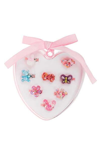 OEM Glitter Figure Rings in Heart Box for Kids - 8pcs