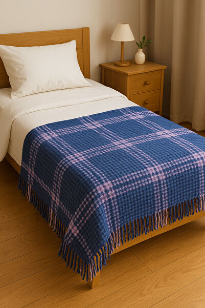 SİHİRLİ AYAKLAR Single Blanket Fringed Plaid Pattern Woven Scotch Blanket Scottish Blanket Colorful 150X200