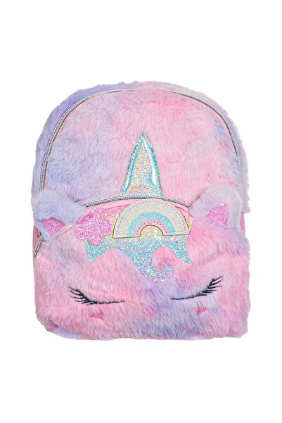 OEM Children's Backpack Unicorn Fur Pink Purple Tie Dye Glitter 19x7x25cm