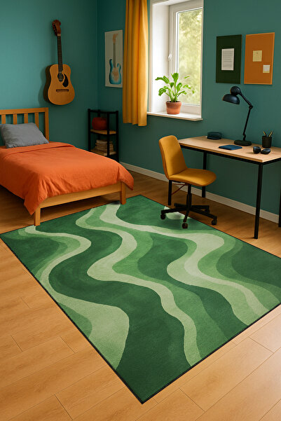 Rugs Modern Halı MOSSO Çift Şerit Desenli Dokuma Taban Vintage Dekoratif Halı...