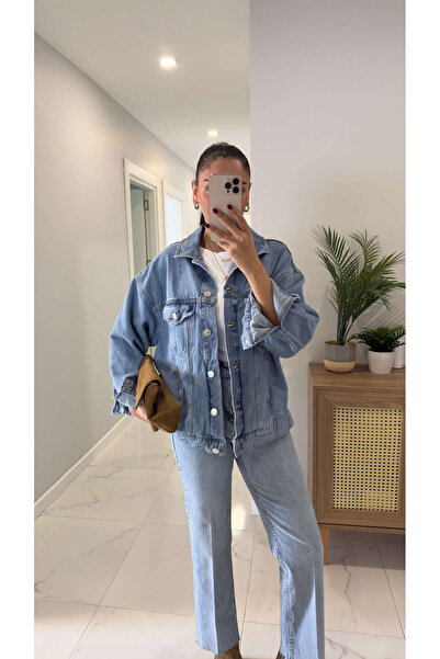 BİRCANÇİL Lusso Mavi Kapak Cepli Kot Ceket