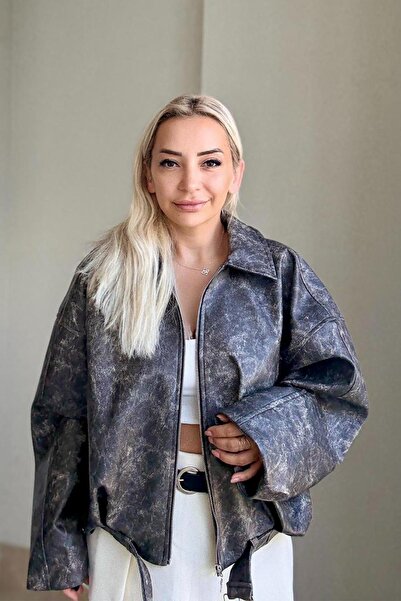 Muna Boutique Imported Comfortable Fit Vintage Style Leather Jacket