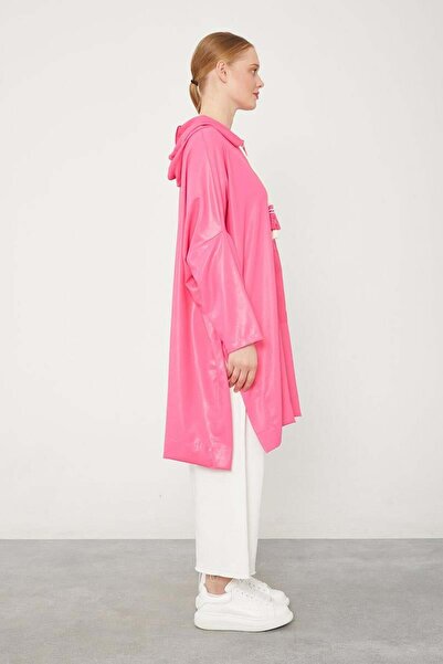 Levidor Fuchsia Kangaroo Pocket Shiny Fabric Tunic
