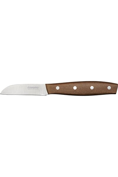 FiSKARS Cutit pentru curatat Folken, otel inoxidabil/lemn, 8 cm, Argintiu/Maro