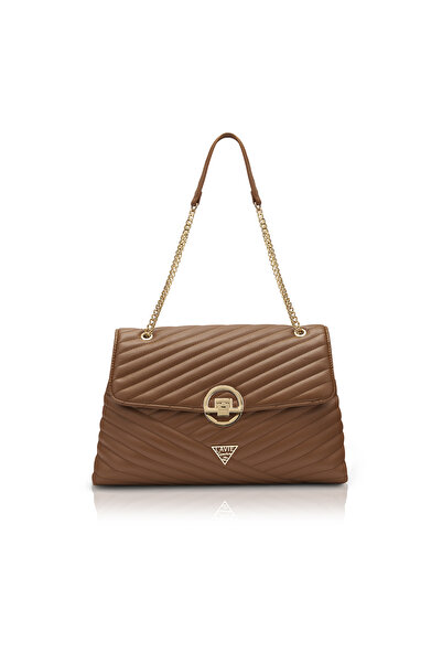 LAVIE SIGNATURE حقيبة دنفر النسائية المبطنة ذات الغطاء الكبير (بني فاتح)