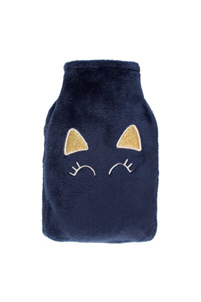 OEM Blue Faux Fur Cat Cover with Gold Glitter for 1L Hot Water Bottle