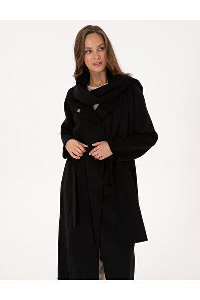 Pierre Cardin Black Regular Fit Cashmere Coat 50309079-Vr046