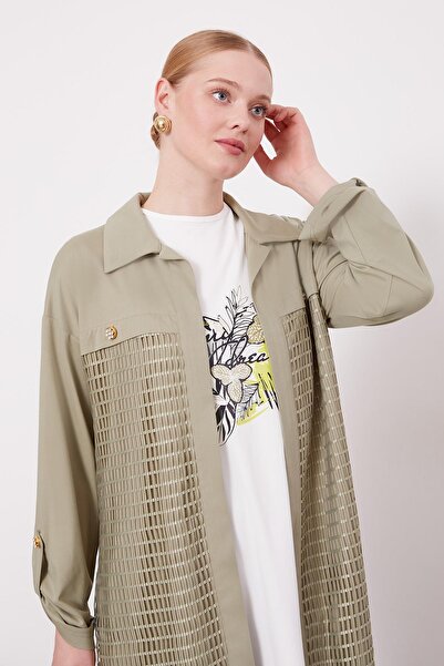 Levidor Haki File Detay Üçlü Ceket Takım