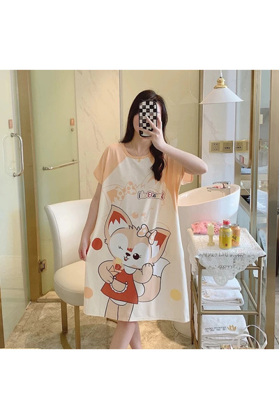 1way Comfortable cartoon nightgown for home and relaxation