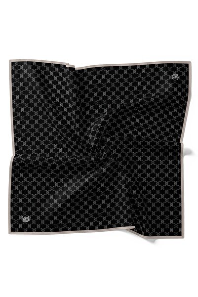 Levidor Black-And-White Honeycomb Pattern Twill Silk Scarf