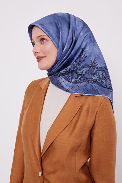 Levidor Μεταξωτό μαντήλι με μπλε ρίγες και στίγματα